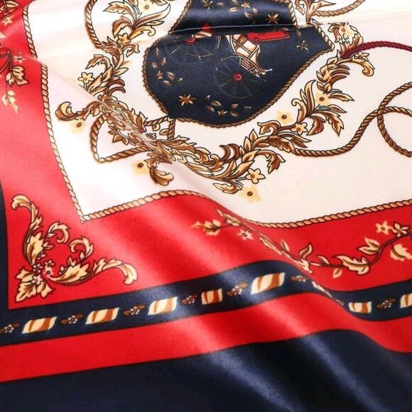 New "American Vintage" Elegant Baroque Carriage Ornate Silky Scarf - Picture 3 of 12